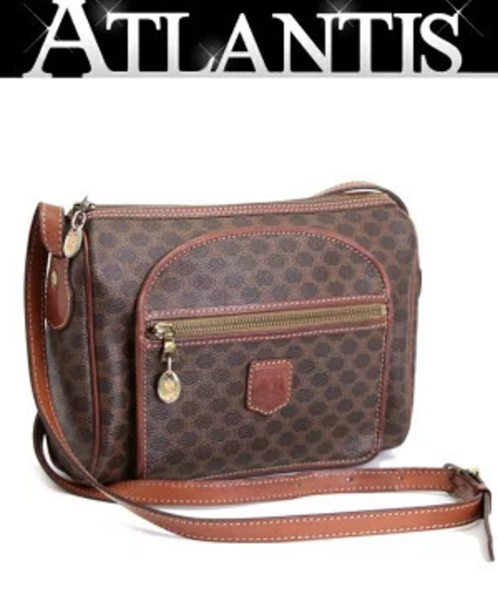 Celine Macadam Shoulder Bag Carriage x Leather Brown